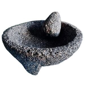 Authentic Hand Carved Molcajete Tejolote Mexican Stone Mortar Pestle 7-inch